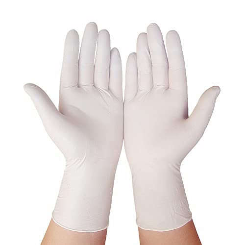 Adifare 100pcs White Disposable Gloves, Cozy Latex Free Vinyl Gloves for Women Men, Nitrile Powder Free Gloves for Food Prep Cooking Medical Mechanic Tattoo Hair Dye (XL, White)