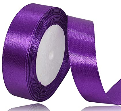 Lila Satinband 25mm x 22Meters Schleifenband Lila Geschenkband Dekoband Stoffband für Geschenk, Basteln, Nähprojekte, Haarschleifen, Brautstrauß, Hochzeits Dekoration