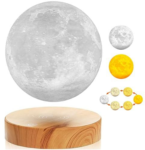 VGAzer Levitierende Mondlampe Magnetische Schwebende Rotierende Mondlicht Schreibtischlampe Nachtleuchten (3 Farben)