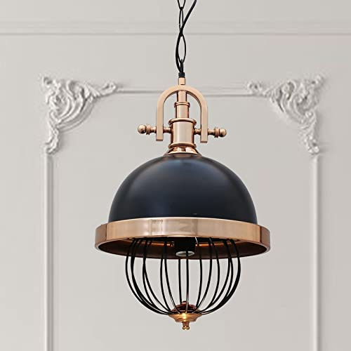 bamyum Wohnzimmerlampe Richae Hängelampe Ø 35 cm E27 Pendelleuchte Esstisch aus Metall Modern Hängeleuchte für Küchen Deko Wohnzimmer Esszimmer Café Vintage - Schwarz