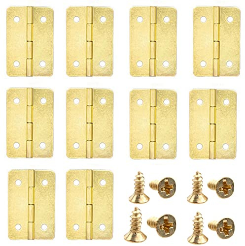 Lot de 20 petites charnières pliables en bronze antique pour boîte à bijoux en bois, 37 x 25 mm, doré
