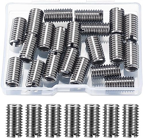 20 Pz Inserti Filettati, Inserto Filettato Autofilettante, Maschio Femmina Riduzione Dado, Inserto Dado Filettatura Manicotto di Riparazione, Interno M6x1.0 Esterno M8x1.25 in Acciaio Inox