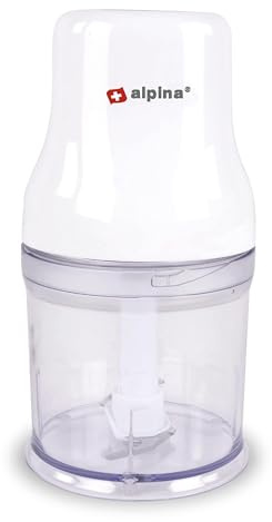 alpina Zerkleinerer - 0,36L - 200 Watt - Edelstahl - Geschirrspülmaschinenfest - Fleischwolf - Gemüseschneider - Zwiebelschneider - Weiß