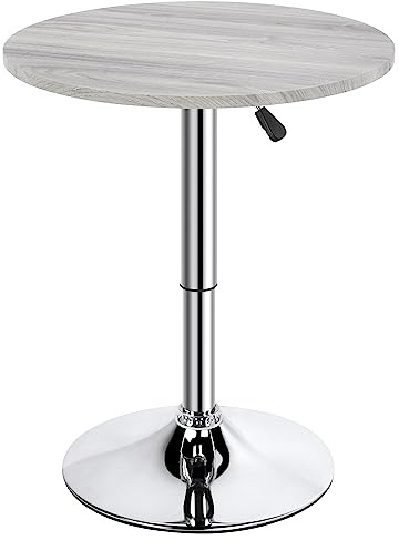 costoffs Adjustable Pub Round Table Counter Bistro Table, Grey