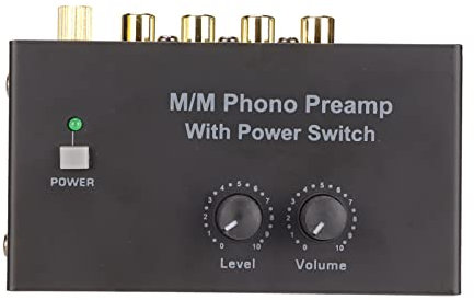 Preamplificador de Fono Profesional PP500P con Funcionamiento de bajo Ruido, Preamplificador de Tocadiscos, Adaptador DC 12 V, Plug and Play para Tocadiscos