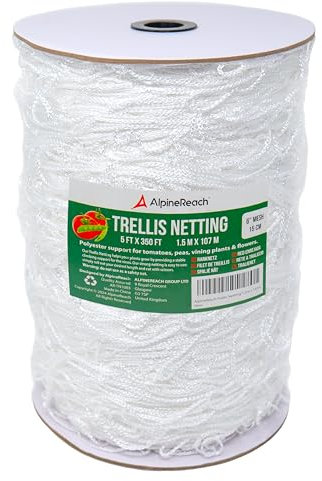 AlpineReach 1,5m x 107m Red de Jardín, Red de Enrejado para Plantas, Tomates, Hortalizas, Plantas, Trepadoras, Red para Pájaros para Jardín e Invernadero, Blanco