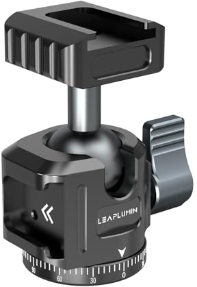 Leaplumin 2-in-1 Kaltlichtschuh-Kugelkopf mit 360° Rotation • Schweres Metall-Doppelgewinde (1/4 & 3/8) für DSLR/Handy/Tablet-Halterungen Traglast Stativ/Monopod-Zubehör