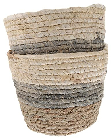FONDOTIN 2pièces Paniers à Fleurs Paille Naturelle De Contenants Décoratifs Rectangulaires pour Plantes Décoration De Bureau Et Intérieure Touches Artisanales Fibres De Seagrass