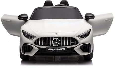 Kinderfahrzeug - Elektro Auto Mercedes SL63 AMG - Lizenziert - 12V7AH Akku, 2,4Ghz Fernsteuerung, MP3+Ledersitz+Eva (Weiss)