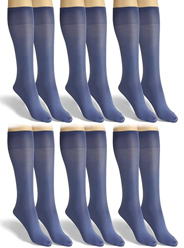 sesto senso 6 Paar Damen Kniestrümpfe Microfaser Blickdicht 40 Den Kniesocken Bunt Seidenglatt