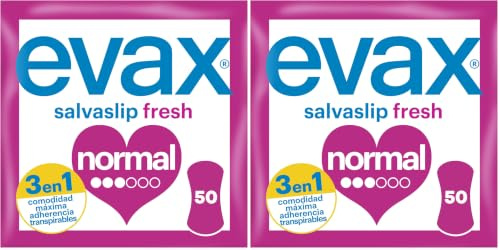 Evax Salvaslip Normal, 50 Unidades, Siéntete Fresca y Limpia Durante Todo el Día (Paquete de 2)