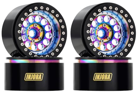 INJORA 224g Super Heavy Brass & Aluminum Deep Dish 2.2 Beadlock Wheel Rim for 1/10 RC Crawler Upgrade(W2257)