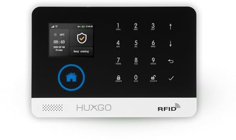 HUXGO® HXA003 2G Panel de Control del Sistema de Alarma para el hogar con WiFi, gsm y módulo SMS | Control a través de Tuya Smart App, con función de protección antisabotaje