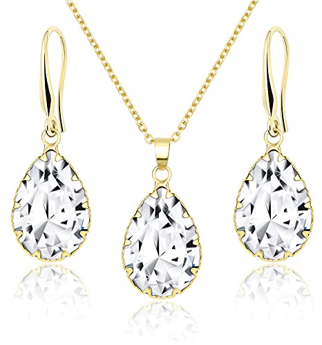 Linawe Ensemble de bijoux, ensembles de bijoux pour femmes, bijoux de mariée en or, bijoux de mode, boucles d'oreilles suspendues pour femmes, collier et pendentif en or