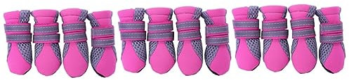BESPORTBLE 3stücke Sommerliche Atmungsaktive Mesh-hundeschuhe Für Kleine Hunde rutschfeste Sohle s Rosa Lauf Und Outdoor-Schuhe Für Haustiere