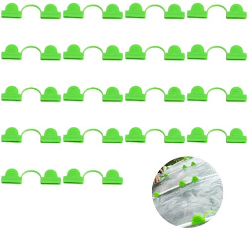 Cretvestsar 20 Clip per Serra a Doppia Testa, Verde, Supporto per Pellicola, Tralicci, Copertura per Serre e Ortaggi all'Aperto