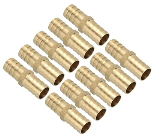 PATIKIL 10Pz Adattatore per Tubo Ottone 5/8 Raccordi a Barbetta Dritti | Metalli Unione Splicer Mender Connettore Adattatore a Barbetta Kit Riparazione, per Tubi Acqua Olio Carburante Gas