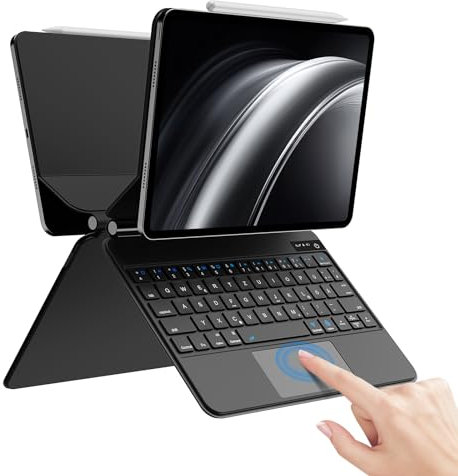 zoyu Bluetooth Magnetic Tastatur Hülle für iPad 11. Generation 2025 11 Zoll, iPad 10th Generation 2022 (10,9 Zoll), Touch-Trackpad, schwebender Auslegerständer, QWERTZ, Schwarz