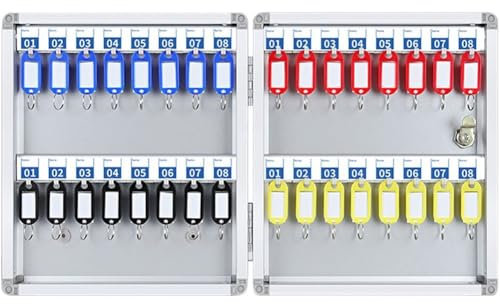 Haowul Schlüsselkasten 32 Schlüsseln Und Schlüsselanhängern, Diebstahlsicherer Schlüsselschrank, Verstellbarer Schlüssel-Organizer, Wandtresor Für, Garage, Auto, Büro, Vermietung
