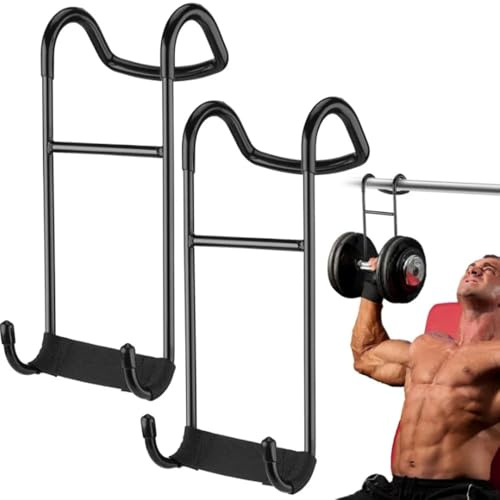 2 Stück Dumbbell Spotter Haken für die Langhantel, Hantel Spotter Haken | 110KG Tragfähigkeit, Langhantelbefestigung, Verbinden mit Langhantel, für Brust- und Schultertraining, 26.5 x 11.5 cm