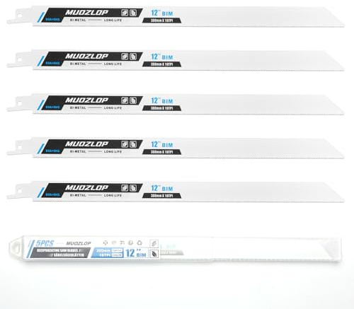 MUOZLOP 5Pack 300mm 18TPI Säbelsägeblätter Set für Metall | Sägeblätter für Säbelsäge.Bietet präzises, glattes und gerades Schneiden(5, 18TPI 300mm)