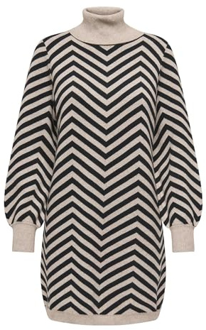 ONLY Rollneck Pattern Dress at Onljulia LS Abito Modello Collo Alto A KN, Cocco tostato, M Donna