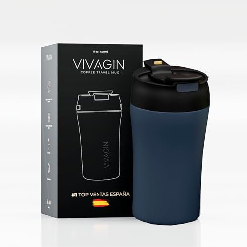 Vaso Térmico de Acero Inoxidable - Termo para Café y Bebidas | Taza de Viaje Antiderrames | Botella Reutilizable para Agua, Té y Café (Azul Oscuro)