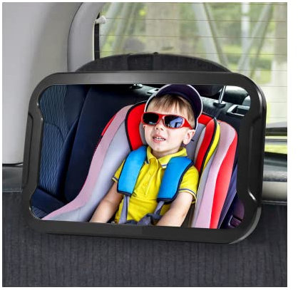 Vinabo 360° Baby Autospiegel - Bruchsicherer Autospiegel Baby Rücksitzspiegel, Big Vision Autospiegel den neue Eltern Haben Müssen - Anpassbar - Geeignet für allerlei Kopfstützen