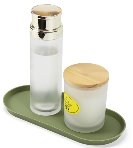 Plateau ovale en silicone pour salle de bain et évier (22 x 10 cm), passe au lave-vaisselle, organisateur de bijoux pour salle de bain, bureau, coiffeuse et cosmétiques (vert)