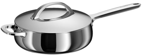 Berghoff Home Poêle Sauté (24 cm) – Casserole en acier inoxydable avec couvercle – Convient à toutes les plaques, y compris induction – Casserole – Lavable au lave-vaisselle & résistant au four