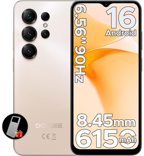 DOOGEE Note 56X Smartphone Android 16, 6150mAh, 6.56 HD+ 90Hz IPS, 24GB + 64GB/2TB TF, 4G Telefono Cellular offerta Smartphone, 8.45 mm Ultrasottile, 8MP+5MP/Dual SIM/Octa Core/Face ID/GPS, Rosa Oro