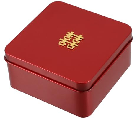Healvian Chinesische Hochzeit Pralinenschachtel aus Weißblech Rote Retro Bonbonbox Große Partygeschenkbox und Aufbewahrungskasten für Hochzeitsfeier