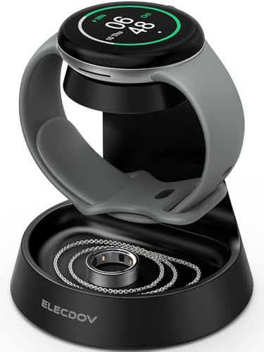 Elecdov 2 In 1 Watch Ladestation Ständer Dockingstation für Google Watch | 3W für Google Pixel Watch 3/2/Fitbit, rutschfeste Ladestation mit Ablagefunktion, (Nicht für Google Pixel Watch 1/4)