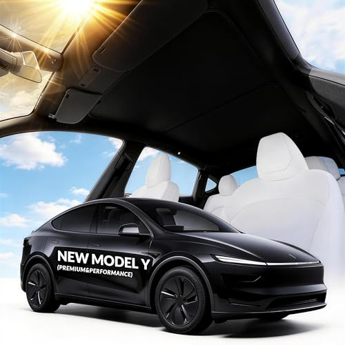 VION Tesla Model Y Pare-Soleil pour Toit (2026–2025 Nouveau Model Y) – Obscurcissement Total (Aucune Transmission de lumière), habitacle Plus Frais, Tissu à Double Couche avec revêtement UV amélioré