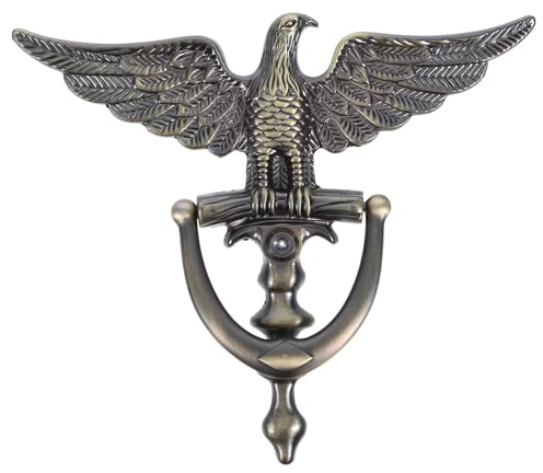 Lurrose Zinc Alloy Door Knocker with Peephole Security Eagle Head Design European Style for Front Door Entrance Decoration