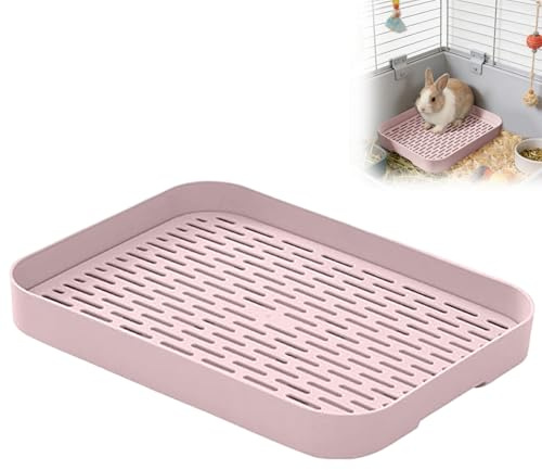 Kaninchentoilette – Stabile Kaninchentöpfchen,Hasentoilette,Töpfchentrainer,stabile Hasenbox,Leicht zu reinigende Ecktoilette,Haustierpfanne,Toilette für Erwachsene Meerschweinchen,Kaninchen (Pink)