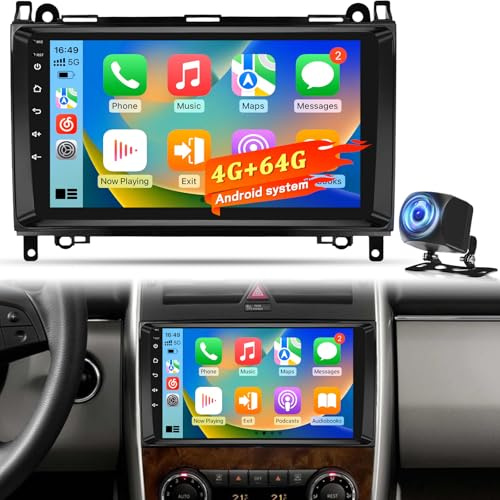 4+64GB Autoradio Android per Mercedes Benz Classe A/B/V & Sprinter, CarPlay Android Auto Wireless, Navigazione GPS WiFi DSP Bluetooth USB Touchscreen Radio + Telecamera Posteriore