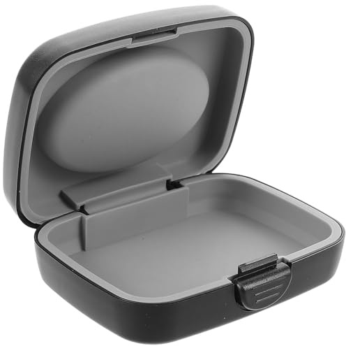 RUNROTOO Portable Hearing Aid Protective Case with Sealing Cover Design, Small Black Abs and PVC Hearing Aid Storage Box Carrier for Medium-Sized Electronic Products, for Daily Use
