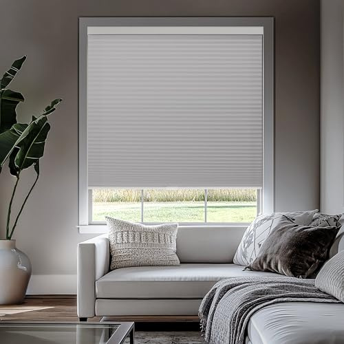 CHICOLOGY Cellular Shades – Cordless Honeycomb Blinds, Blackout or Light Filtering Window Shades for Home, Bedroom, Living Room, Kitchen, Office & Door Windows – Evening Mist, 46 W x 48 H