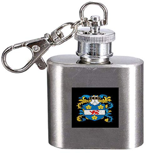 Hunt Family Blason de la famille Kerying Flasque gravée avec blason du nom et blason 28,3 g