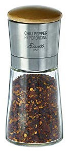 BISETTI – Macina Erbe in Vetro/Acciaio Inox – Naturale Oliato Legno Topù, Trasnparent, Taglia Unica