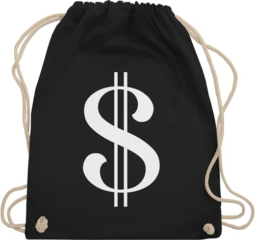 Shirtracer Turnbeutel Rucksack - Karneval & Fasching - Taschen - Dollar Zeichen Money I Räuber I Dieb I Panzerknacker I Geld I Bankräuber - Unisize - Schwarz - sack mit dollarzeichen karnevalsbeutel