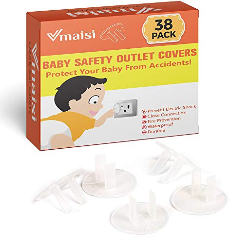 Vmaisi 38 Pieces Clear Outlet Covers Baby Proofing - Electrical Safety ChildProof Plug Protector - (Clear, 38 Pack)