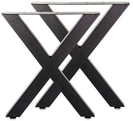 Wiltec Tischbeine 2er Set aus Stahl im X-Profil 72x60cm in Schwarz Tischkufen Tischgestell Tischuntergestell in X Form
