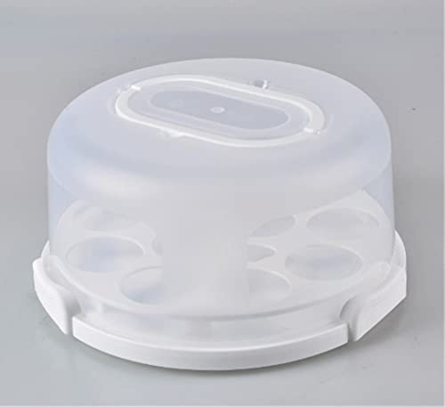 U COOK Cake Carrier with Handle, 3 Locking Clips, Suitable for 25.5cm x 11.5cm Cakes. Storage Container Holder, Portable Round, Two-Sided Tray Base for Pies, Cookies, Nuts, Fruit.