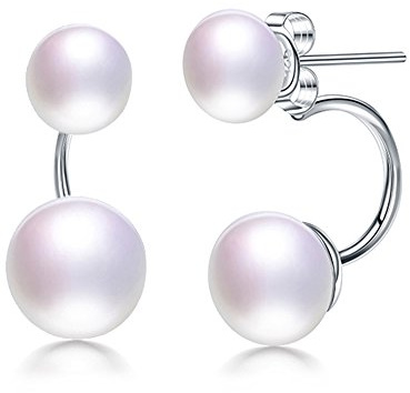Kim Johanson Damen Doppel Perlenohrringe *Dream* aus 925 Sterling Silber mit echten weißen Süßwasser Perlen Ohrstecker Perle inkl. Schmuckbeutel