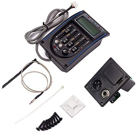 Milisten Gitarre 4-Band EQ Equalizer Ton und Lautstärke Verstärker Vorverstärker Piezo Pickup mit Digital Tuner Gitarrenzubehör (Schwarz)