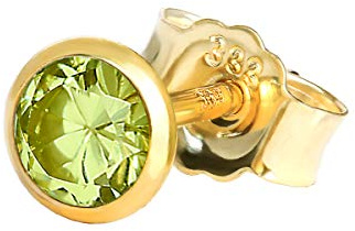 NKlaus Ohrstecker aus 333er Gelbgold 8 Karat mit echtem Peridot 1 Stück | Naturstein: Steinfarbe kann vom Foto abweichen; ohne Geschenkverpackung