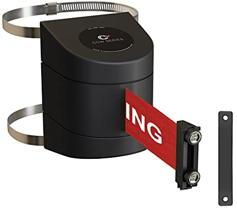 CCW Series WMB-230 Wall Mount Retractable Belt Barrier with Magnetic ABS Case and Clamp (30 Foot Belt, RedNO Parking White Letters with Black Magnetic ABS Case)