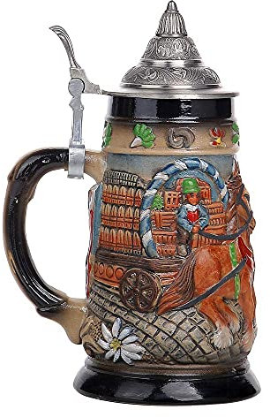 0.9L Chope Bière Allemande German Beer stein Mug Oktoberfest bière chope allemand aigle coffret souvenir cadeau fête des pères, 0,85 litre verre